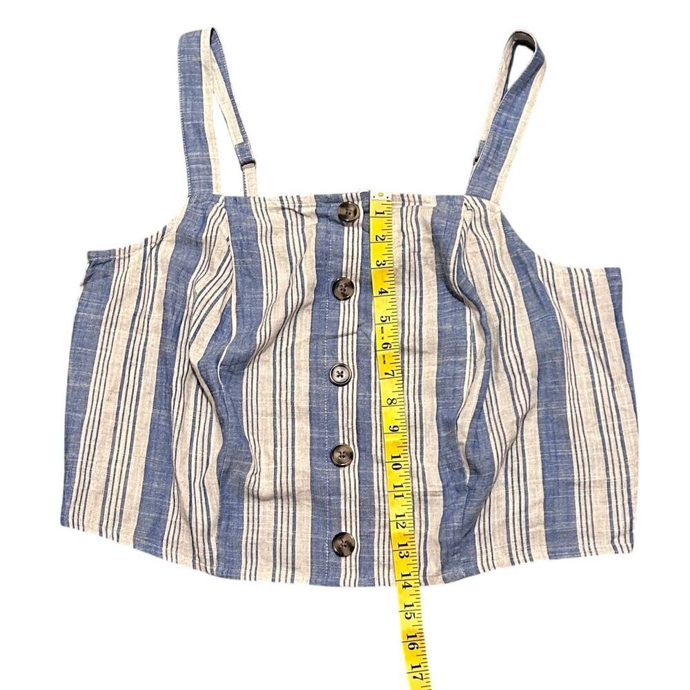 TORRID 1 Plus Size Linen Blend Button Crop Tank Top Beige & Blue Stripe, NWT - Picture 6 of 9